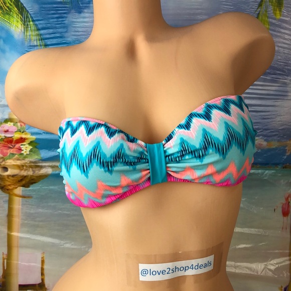 pink strapless bikini top